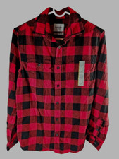 Goodfellow  Co Men's Red Plaid Heavyweight Standard Fit Flannel Shirt, Size S