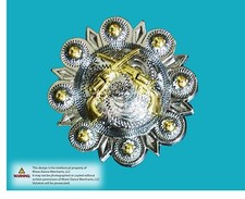 Western Cowboy Tack 6er Set hell gekreuzt 1861 Revolver Pistolen Conchos 1-1/2"