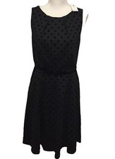 Elle Whimsigoth Black Dress Women’s Size M (10-12) Black Bow Belt Flocked