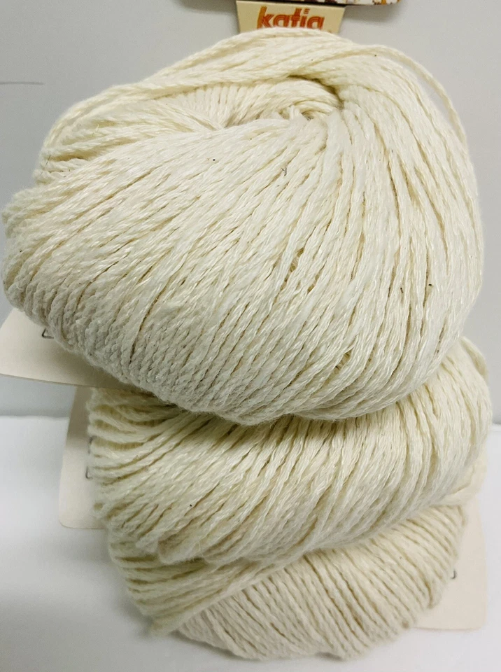 Katia Papiro Cotton & Linen Yarn Lot of 2 Cream/White  Spain New Labels Vintage - Image 3 of 4