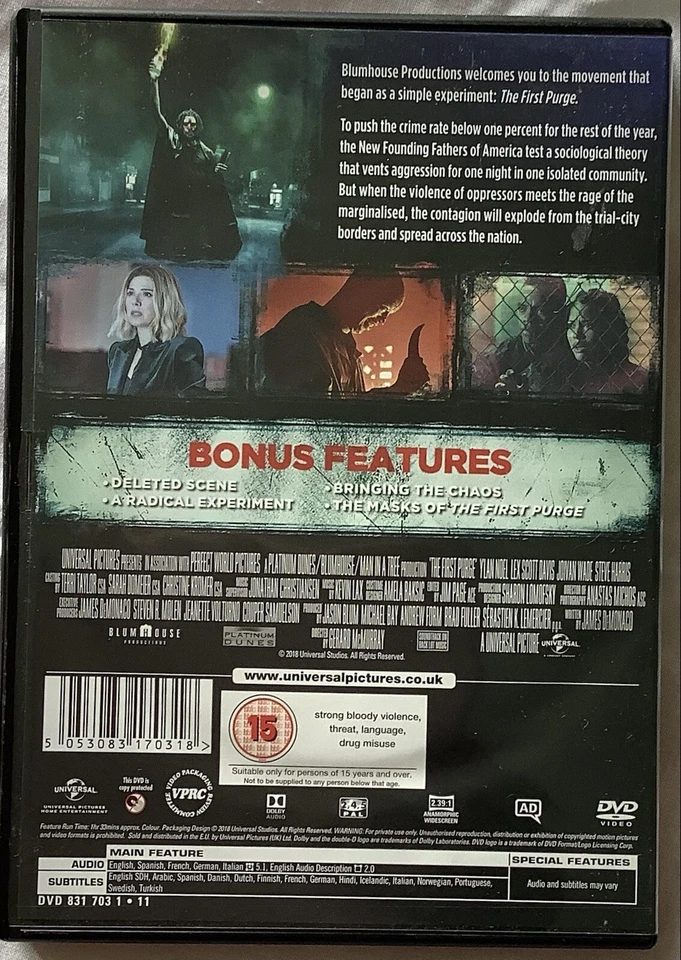 THE FIRST PURGE - YLAN NOEL, LEX SCOTT DAVIS - REG 2, 4 & 5 - 2018 DVD - Image 2 of 2