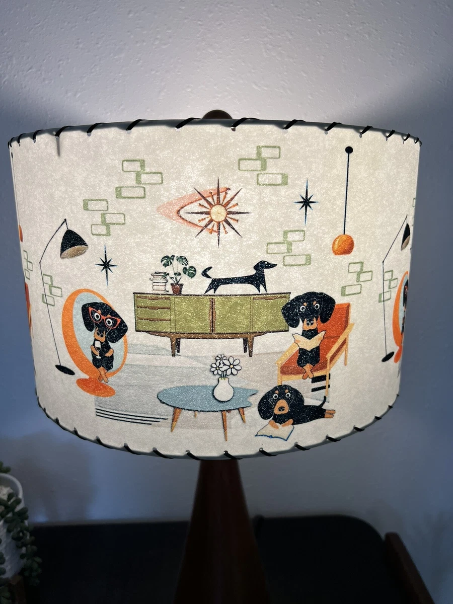 Mid Century Vintage Style Fiberglass Lamp Shade Atomic Dachshund Dog Retro Eames