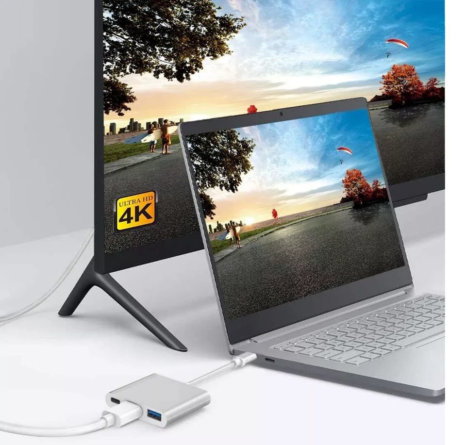 USB C to HDMI Adapter - 4K HDMI Port Multiport AV Converter PD-IN USB-C, USB 3.0 - Image 4 of 4