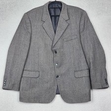 CROFT AND BARROW Suit Jacket Mens 46R Gray Career Wedding 100 Worsted Lambswool