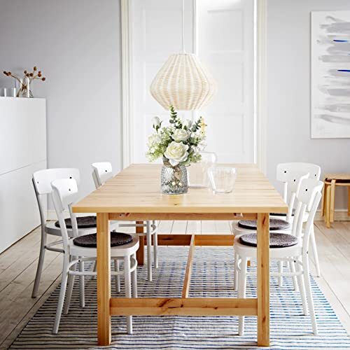 Fake Flowers with Vase, White Roses Artificial Flowers in Vase Silk