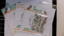 Simon Says Stamp Cat and Pawsome dog stamps dies and stamp (lot 5 items)