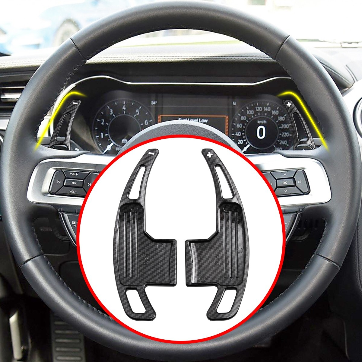 For Ford Mustang 2015-2023 Carbon Fiber Steering Wheel Shift Paddle Shifter
