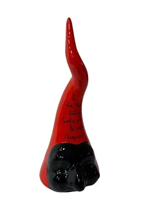 Cornetto portafortuna napoletano in ceramica fatto a mano-Corno portafortuna