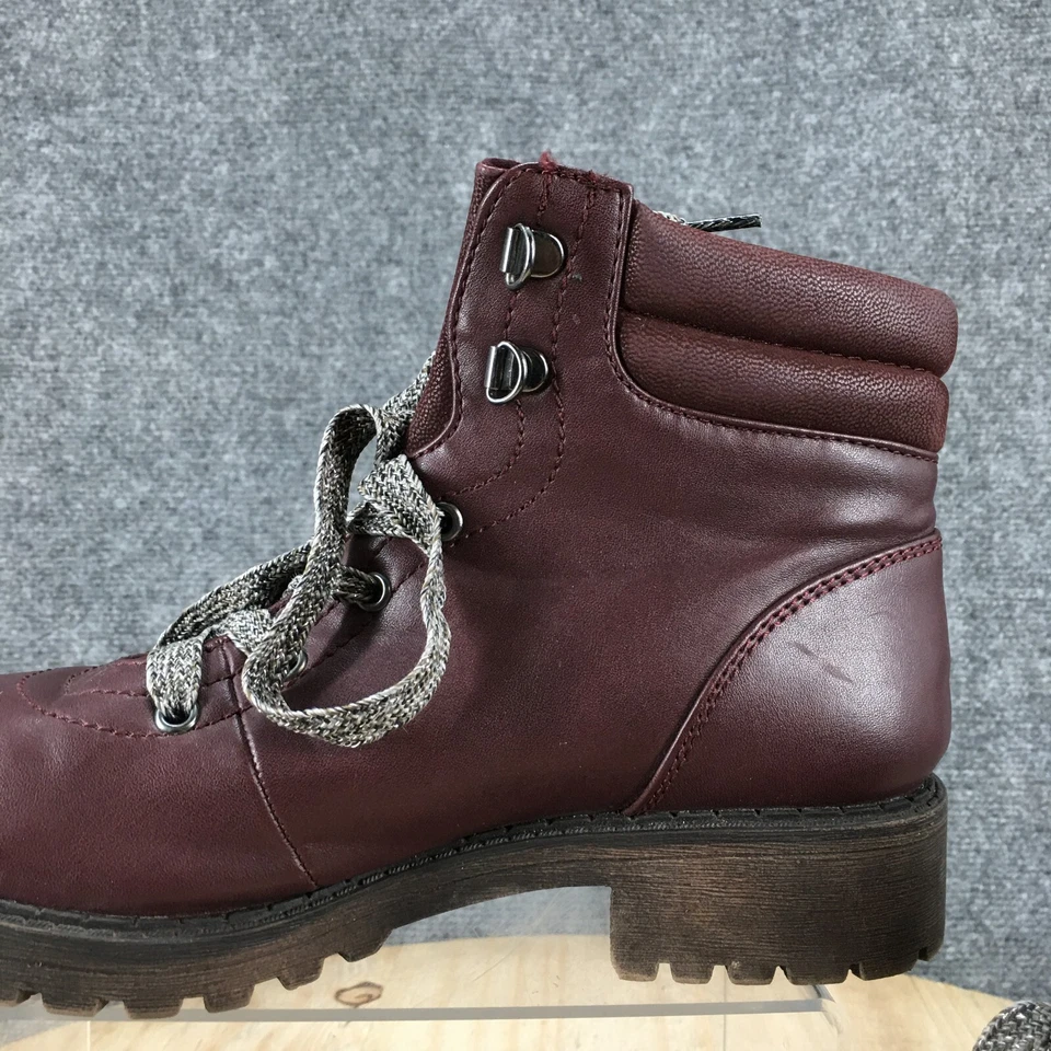 Maurices Boots Womens 7.5 M Whitney Lace Up Ankle Combat Brown Faux Leather - Image 4 of 4