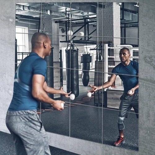 Large Full-Body Glass Mirror Tiles Set - Perfect for Home Gyms and Weddings - Picture 5 of 9