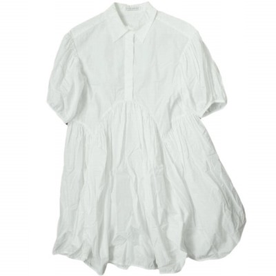 CECILIE BAHNSEN Esther Dress gathered shirt dress UK6 white short 