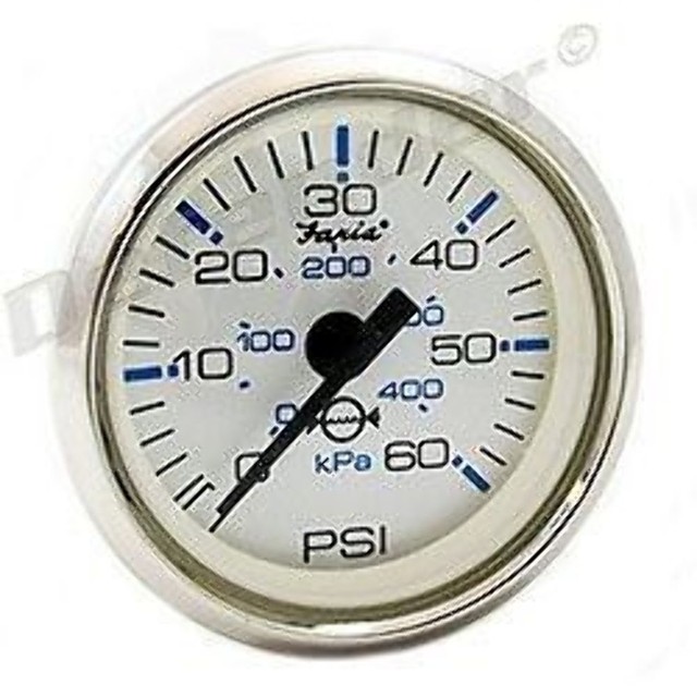 Faria White Stainless Steel Gauge 60 PSI Water Pressure Gauge Kit 13875