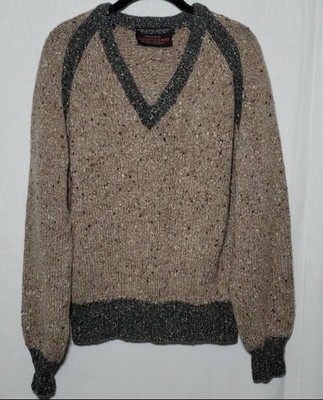 Vintage Renée Tener Grandpa Wool Silk Blend Sweater V Neck Men's Size Large