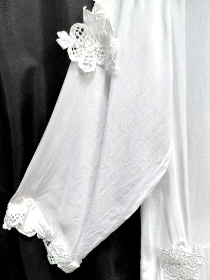 ОДИН РАЗМЕР 1 X 2 X LOTUSTRADERS белый HI-LO падение талии вышитый кружева миди платье - Изображение 4 из 4