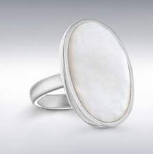 Sterling Silver Mother of Pearl Oval Dress Ring