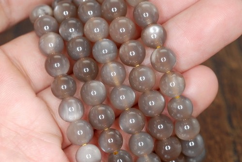 8MM GREY MOONSTONE GEMSTONE GRADE A ROUND 8MM LOOSE BEADS 7inch - Picture 2 of 4