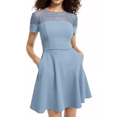 City Studio Junior Womens 11 Vintage Blue Short Sleeves Mini Dress NWT CY33