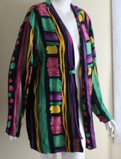 Anthony Mark Hankins 14 Xl Wild Funky Art-to-wear Flowing Rayon Lagenlook Jacket