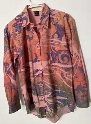 Vintage Fortune By Stan Pink Paisley Dress Shirt Bling Button Up Collar  Small | eBay