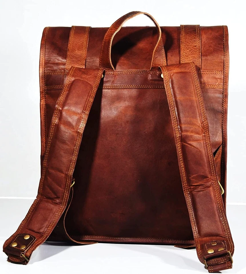 Mochila de cuero genuina de 24"X14"X5" mochila bolsa de viaje para hombre y mujer Foto 2 de 4