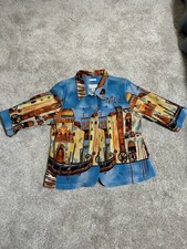 Cj Banks Sz 1x Colorful Loud Venice Italy Art-to-wear Canal Jacket Funky
