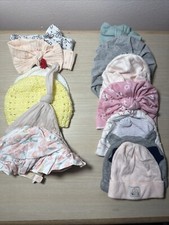 Lot Of 14 Random Baby Beanies Hats Bonnets And Hand bands Unbranded 0-9 Months