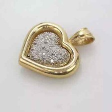 1Ct Round Cut VVS1/D Diamond Cluster Heart Pendant 14K Yellow Gold Finish