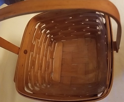 1999 LONGABERGER KORB MIT SCHWENKGRIFF MIT EINLAGE 8,5 x 8,5 x 5,5 - Bild 6 von 10