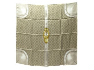 NEUF FOULARD GUCCI 1875 MONOGRAMME GG MARRON EN SOIE CARRE 70 NEW SCARF 285€