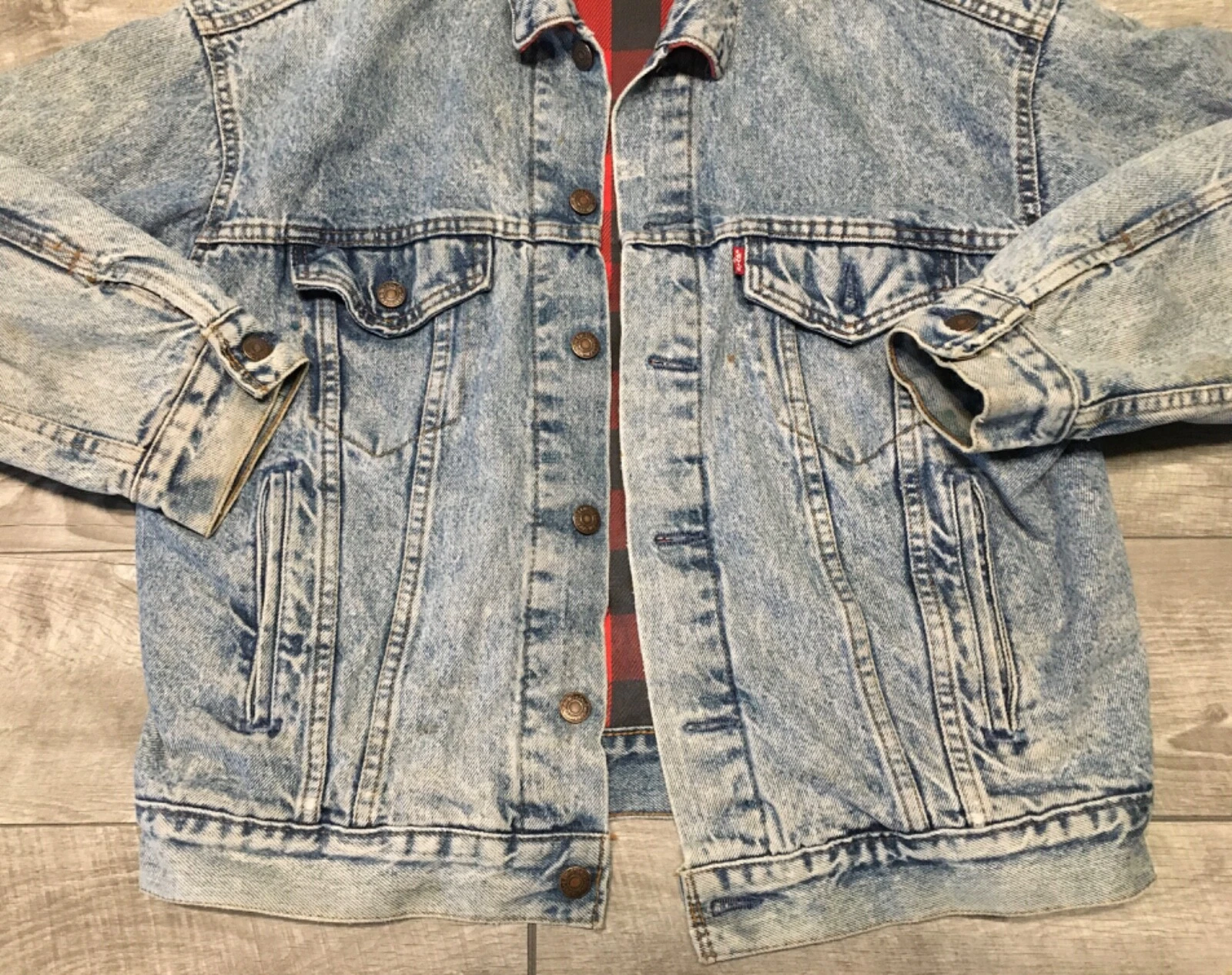 levis trucker plaid lined vintage jacket