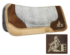 Felt Bottom Saddle Pad Hair On Cowhide Laser Etched Barrel Racer 32"x31"x1" NEW