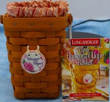 Longaberger 1998 Horizon of Hope Basket Set w/ Lid, Liner, Protector & Tie-On