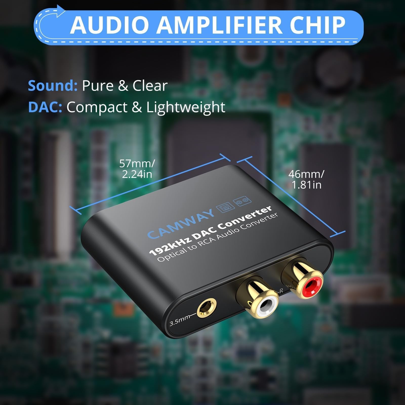 CAMWAY Digital to Analog Converter,192kHz DAC Converter SPDIF/Toslink/Optical...