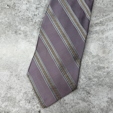 Metropolitan View Silk Tie Mens One Size Purple Striped Made In USA Necktie New