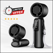 Portable Handheld Turbo Fan with Ice Cooling 100-Speed Rechargeable Personal Fan