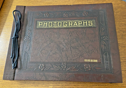 Vintage Photo Album Brown “Leather” Bound with Used Intact Pages - No Photos