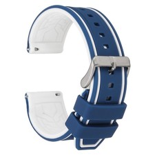 Silicone Watch Bands 24mm Soft Quick Release Watch Bands, Dark Blue White