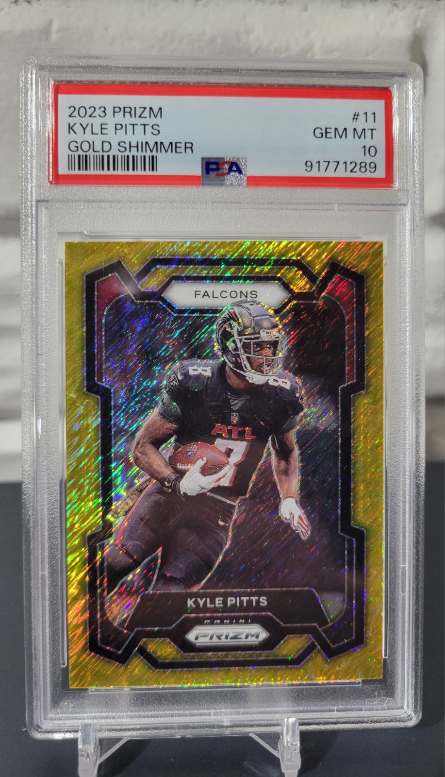 2023 Panini Prizm Kyle Pitts Gold Shimmer /10 PSA 10 Gem Mint #11 FOTL