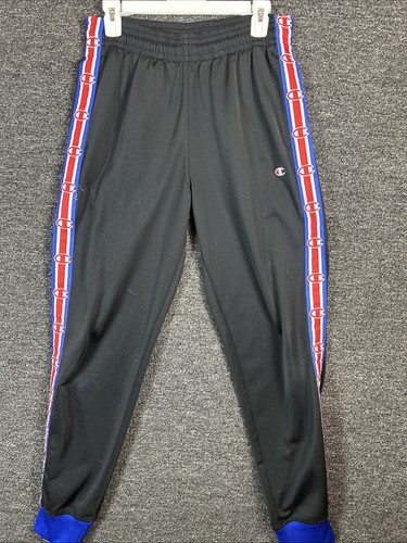 Champion Track Pants Men's Size M Black Jogger Striped Logo