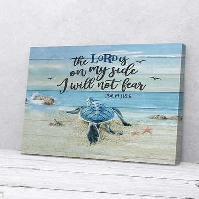 The Lord Is On My Side Beach Turtle Poster, Canvas Wall Art