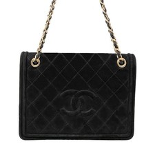 Chanel Black Suede Flap Bag Gold Chain CC Shoulder Bag