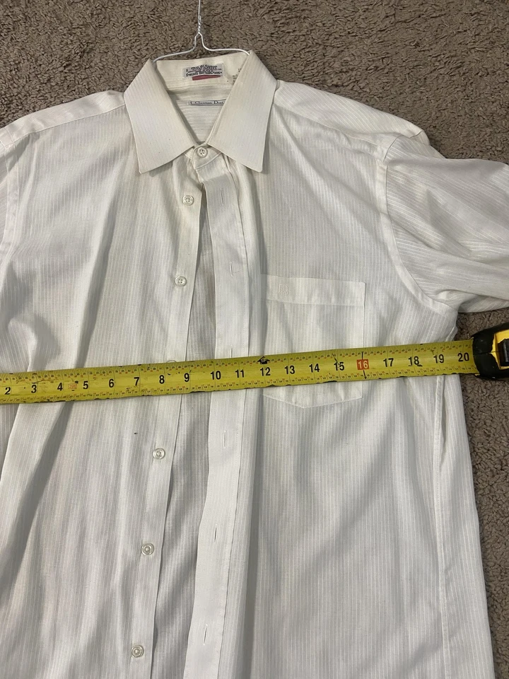 Camisa Christian Dior Para Hombre 15.5 34 Vestido Blanco Hecho en EE. UU. Puño Francés Rayas Foto 4 de 4