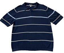 Vintage Eddie Bauer Striped Polo Shirt Navy Cotton Men  s Large Made in Australia