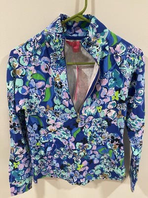 Lilly Pulitzer Skipper Popover Blue Grotto Twilight Tropics XXS NWT- UPF 50