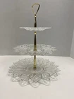 Vintage Federal Glass Lou Glazer 3 Tier Serving Display Stand