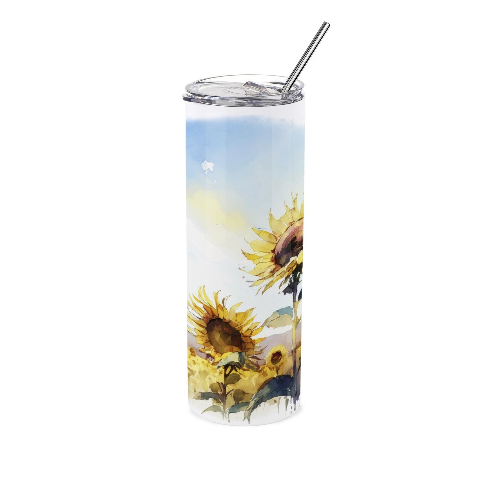 Sunflower Travel Flask - Yellow Flowers Sunshine Gift - Stainless Steel Tumbler