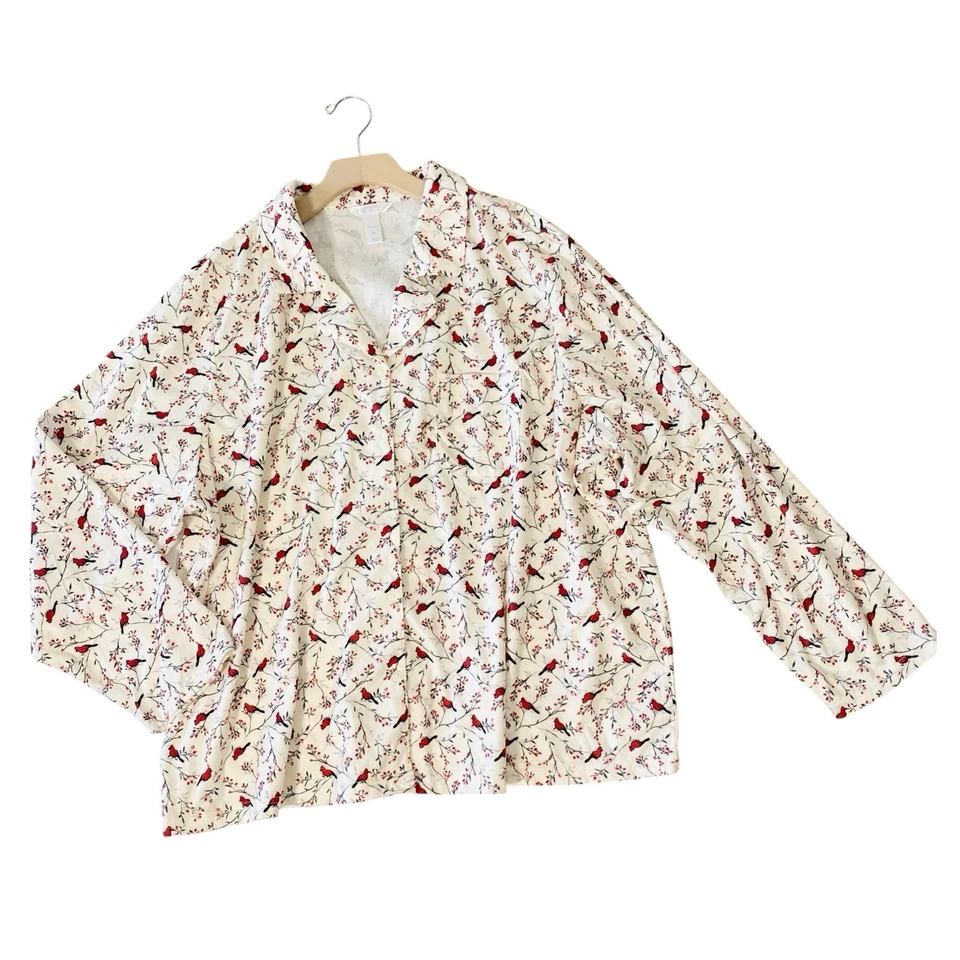 NEW ADONNA Bird Pajama Set Pants and Shirt Size 3XL Soft Cozy Christmas Cardinal - Image 3 of 4