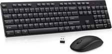 Wireless Keyboard and Mouse Combo, Silent Full Size Cordless USB Keyboard Mouse