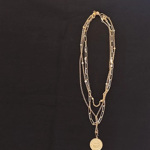 Bellezza Italy Layered Gold Tone Multi-Chain individual linked neclace  18in image 2