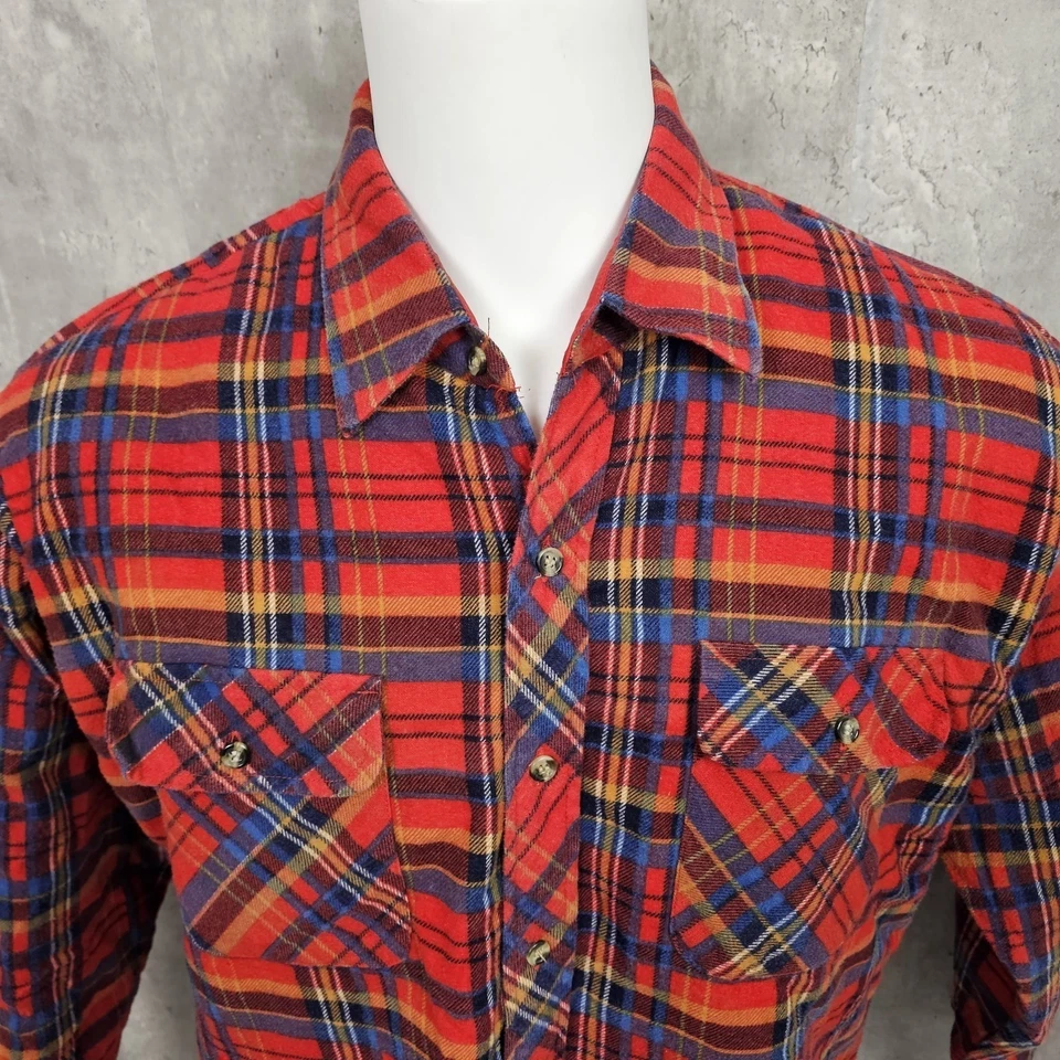 Vintage 90s Northwest Territory Red Plaid Quilted Flannel Shirt Jacket Workwear - Image 3 of 4